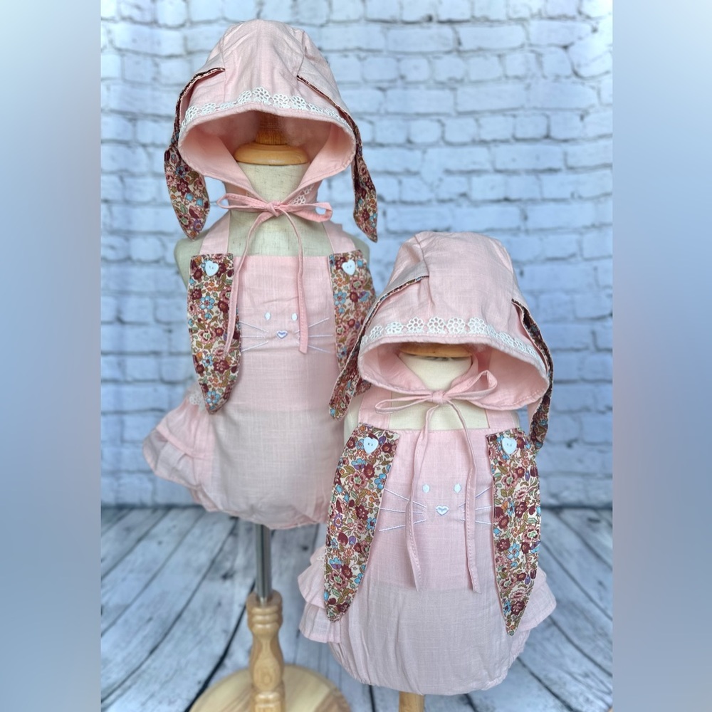 Bunny romper and bonnet 3/6m 6/12m 12/18m 18/24m